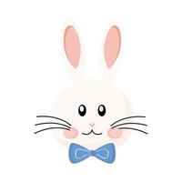 cute easter rabbit with bowtie head character vector