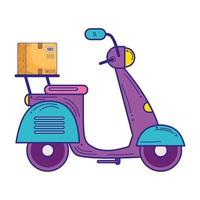 delivery service box carton in motorcycle vector