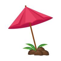 red umbrella beach vector