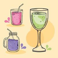 bundle of drinks set icons vector