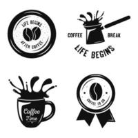 bundle of four coffee drink set icons vector