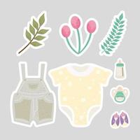 paquete de ocho iconos de conjunto de celebración de baby shower vector