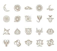 veinte símbolos del zodíaco vector