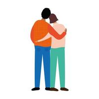 lovers couple hugging back position characters vector