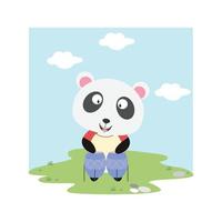 cute panda animal cartoon illustration vector