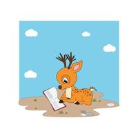 cute deer animal cartoon illustration vector