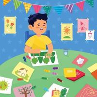 Boy Drawing Doodles With Color Pencil Concept vector