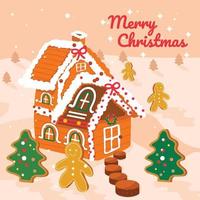 Santa Slide From Christmas Ginger House Concept vector