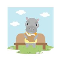 ejemplo lindo de la historieta del animal del hipopótamo vector