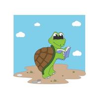 cute turtle animal cartoon illustration vector