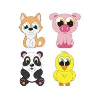 cute animal cartoon illustration vector