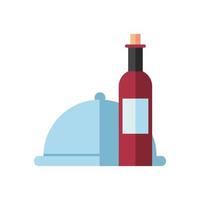 wine bottle drink with tray server vector