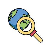 world planet earth with magnifying glass vector