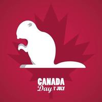 first july canada day celebration poster with beaver vector