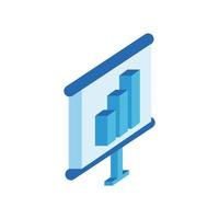 desktop with statistics bars isometric style icon vector