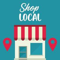 shop local poster with store building vector