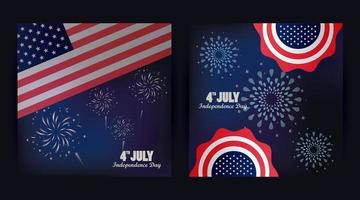 Celebración del día de la independencia de Estados Unidos del 4 de julio con bandera en encaje vector