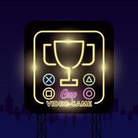 retro video game neon with trophy vector