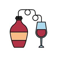 wine bottle drink with cup vector