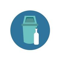 waste bin with bottle icon vector