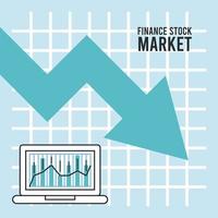 economic recession infographic with laptop vector