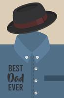 happy fathers day card with male shirt and hat vector