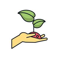 hands lifting leafs plant ecology vector