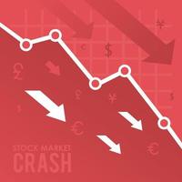 stock market crash with arrows down vector