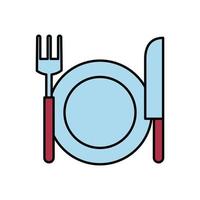dish with fork and knife vector