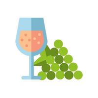 copa de vino bebida con uvas frutas vector