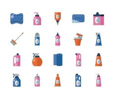 bundle of desinfectants set icons vector