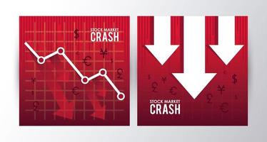 stock market crash with arrows down vector