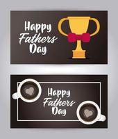 happy fathers day card with trophy cup vector