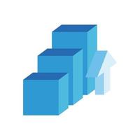 statistics bars with arrow isometric style icon vector