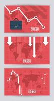 caída del mercado de valores con cartera e infografía vector