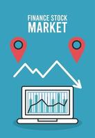 infografía de recesión económica con laptop vector