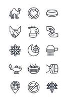 eid mubarak set line style icons vector