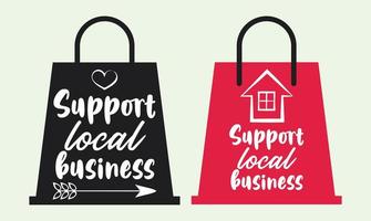 support local business poster with shopping bag vector