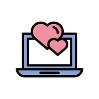 happy valentines day laptop with heart vector