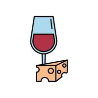 wine cup drink with cheese vector
