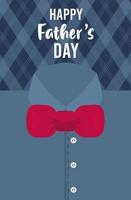 happy fathers day card with male shirt and bowtie vector