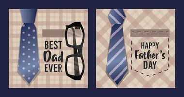 happy fathers day card with neckties and eyeglasses vector