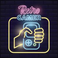 retro video game neon with portable console vector