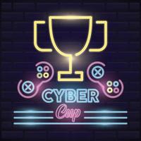 retro video game neon with trophy vector