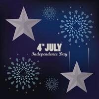 celebración del día de la independencia de estados unidos del 4 de julio con fuegos artificiales vector