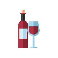 wine bottle drink with cup vector