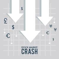 stock market crash with arrows down vector