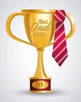 happy fathers day card with trophy cup vector