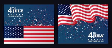 fourth july usa independence day celebration with flags vector