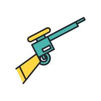 línea de fuerza militar de pistola de francotirador e icono de estilo de relleno vector